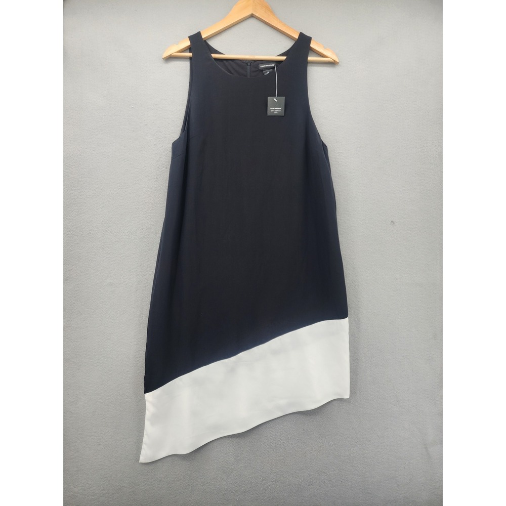 Club Monaco Quynh Silk Colorblock Asymmetric Shift Dress Black White Size 10 NWT